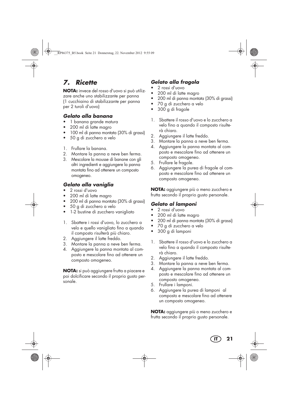 Ricette | Silvercrest SECM 12 A1 User Manual | Page 23 / 66