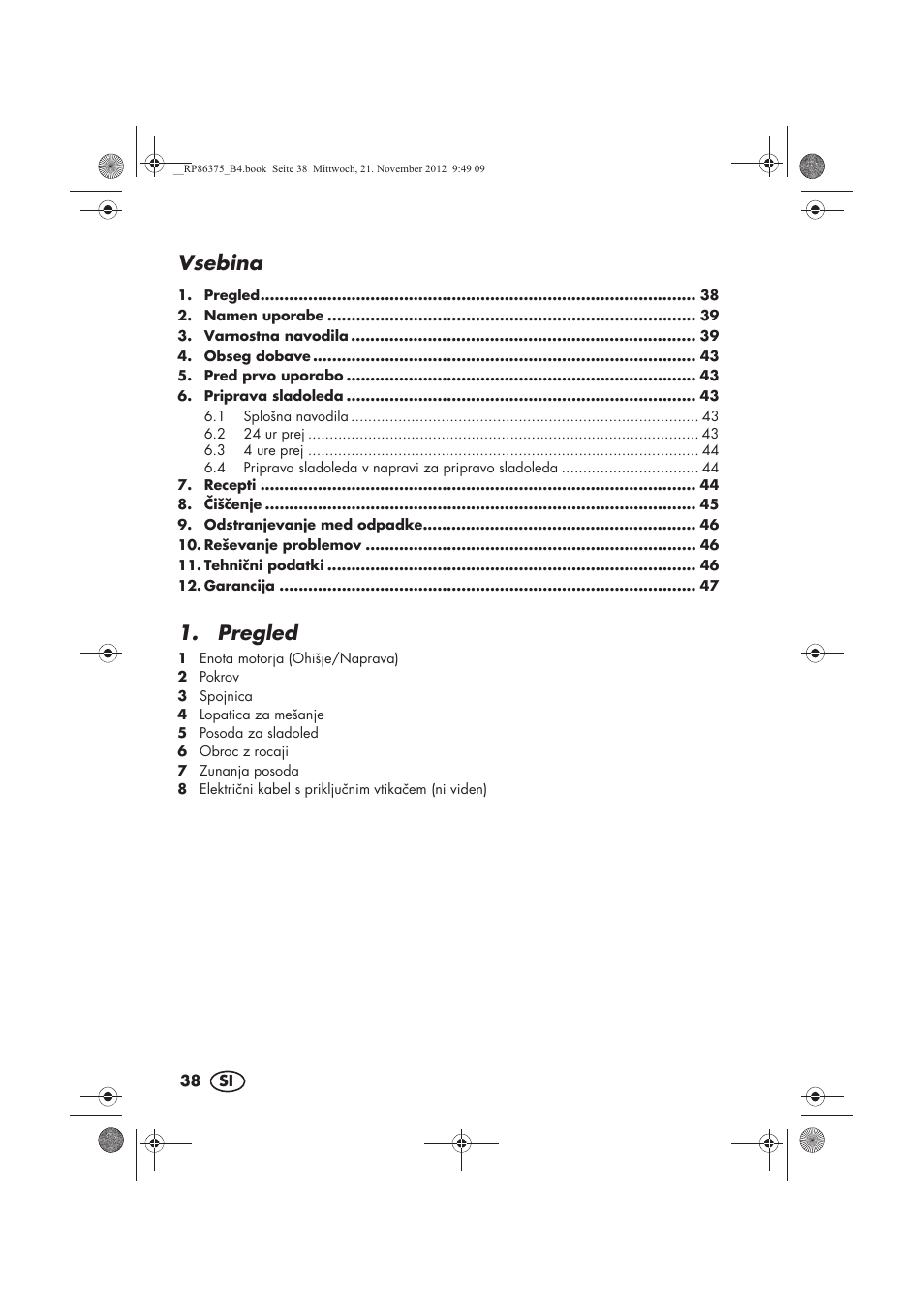 Vsebina, Pregled | Silvercrest SECM 12 A1 User Manual | Page 40 / 86