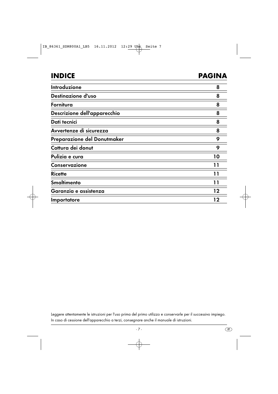 Indice pagina | Silvercrest SDM 800 A1 User Manual | Page 10 / 34