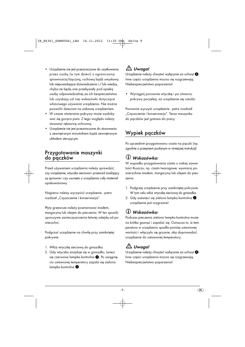Przygotowanie maszynki do pączków, Wypiek pączków | Silvercrest SDM 800 A1 User Manual | Page 12 / 40