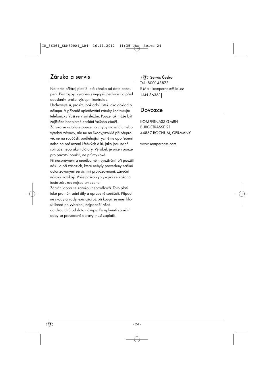 Záruka a servis, Dovozce | Silvercrest SDM 800 A1 User Manual | Page 27 / 40