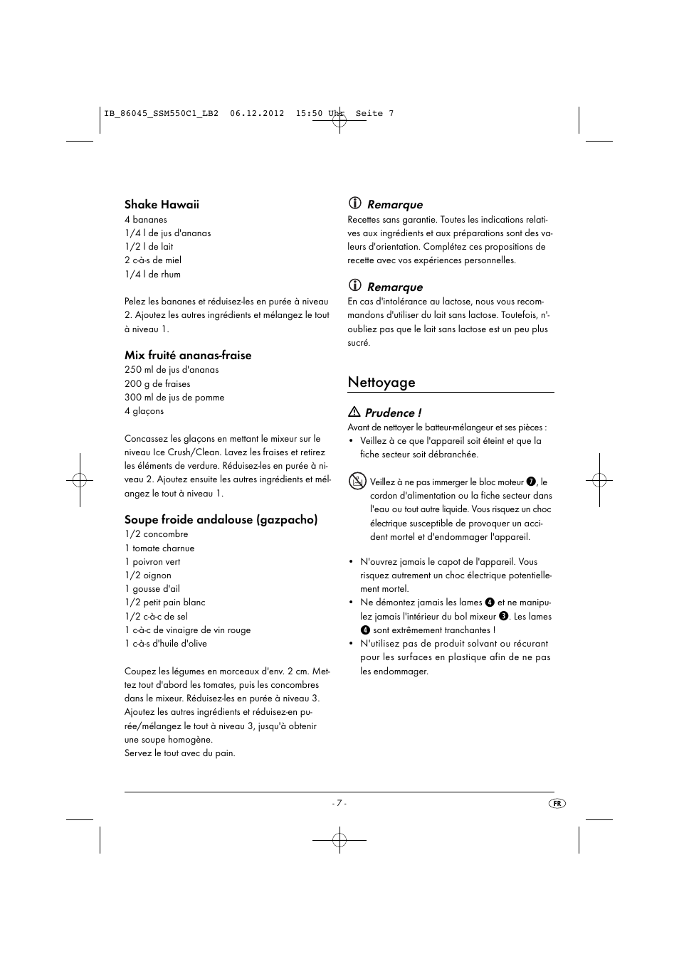 Nettoyage | Silvercrest SSM 550 C1 User Manual | Page 10 / 44