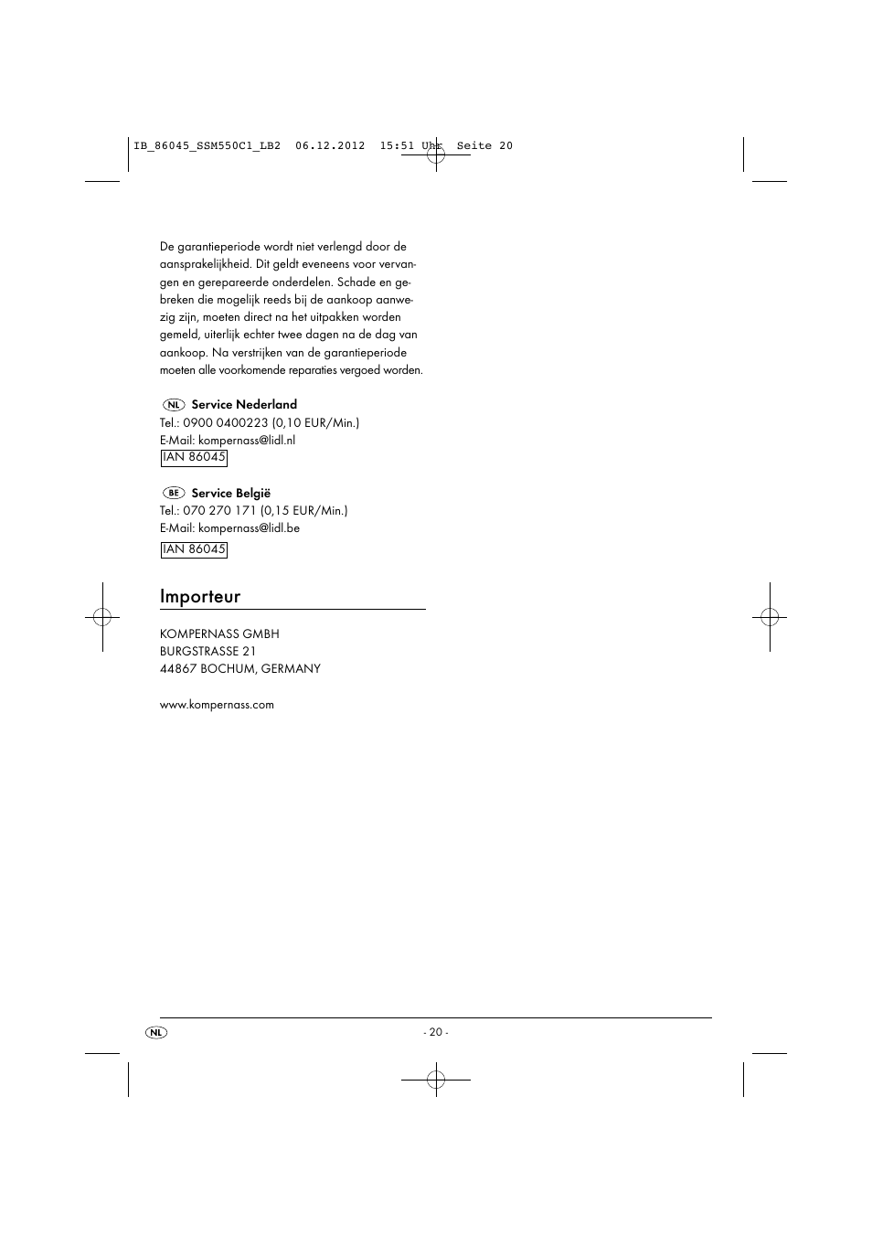 Importeur | Silvercrest SSM 550 C1 User Manual | Page 23 / 44