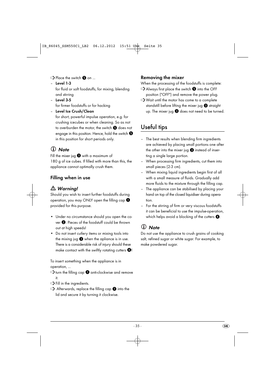 Useful tips | Silvercrest SSM 550 C1 User Manual | Page 38 / 44