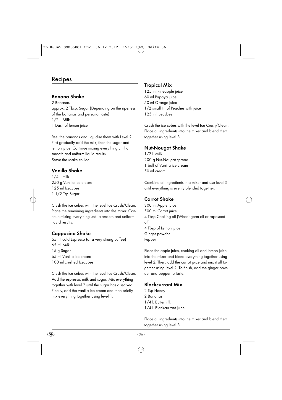 Recipes | Silvercrest SSM 550 C1 User Manual | Page 39 / 44