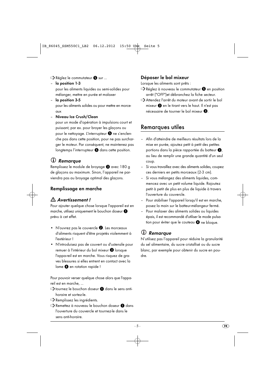 Remarques utiles | Silvercrest SSM 550 C1 User Manual | Page 8 / 44