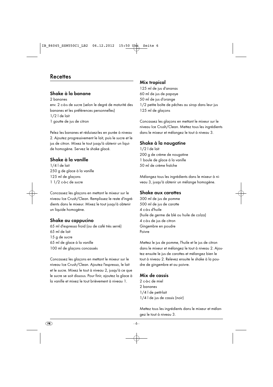 Recettes | Silvercrest SSM 550 C1 User Manual | Page 9 / 44