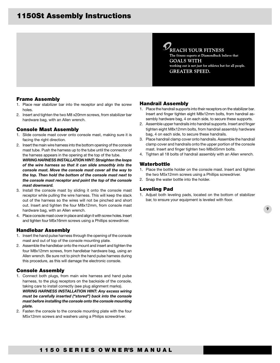 1150st assembly instructions | Diamondback 1150St User Manual | Page 11 / 35