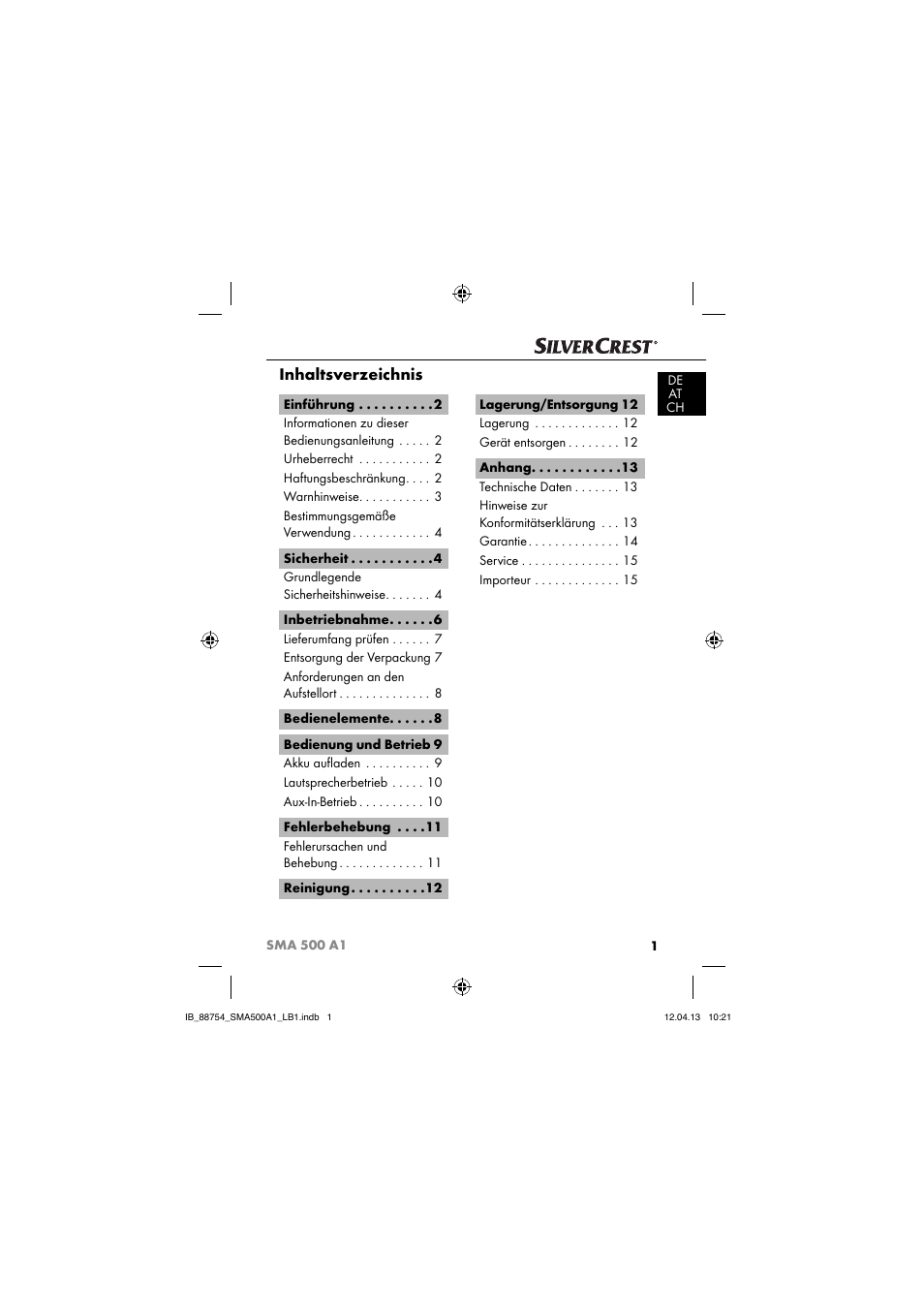 Silvercrest SMA 500 A1 User Manual | Page 4 / 83