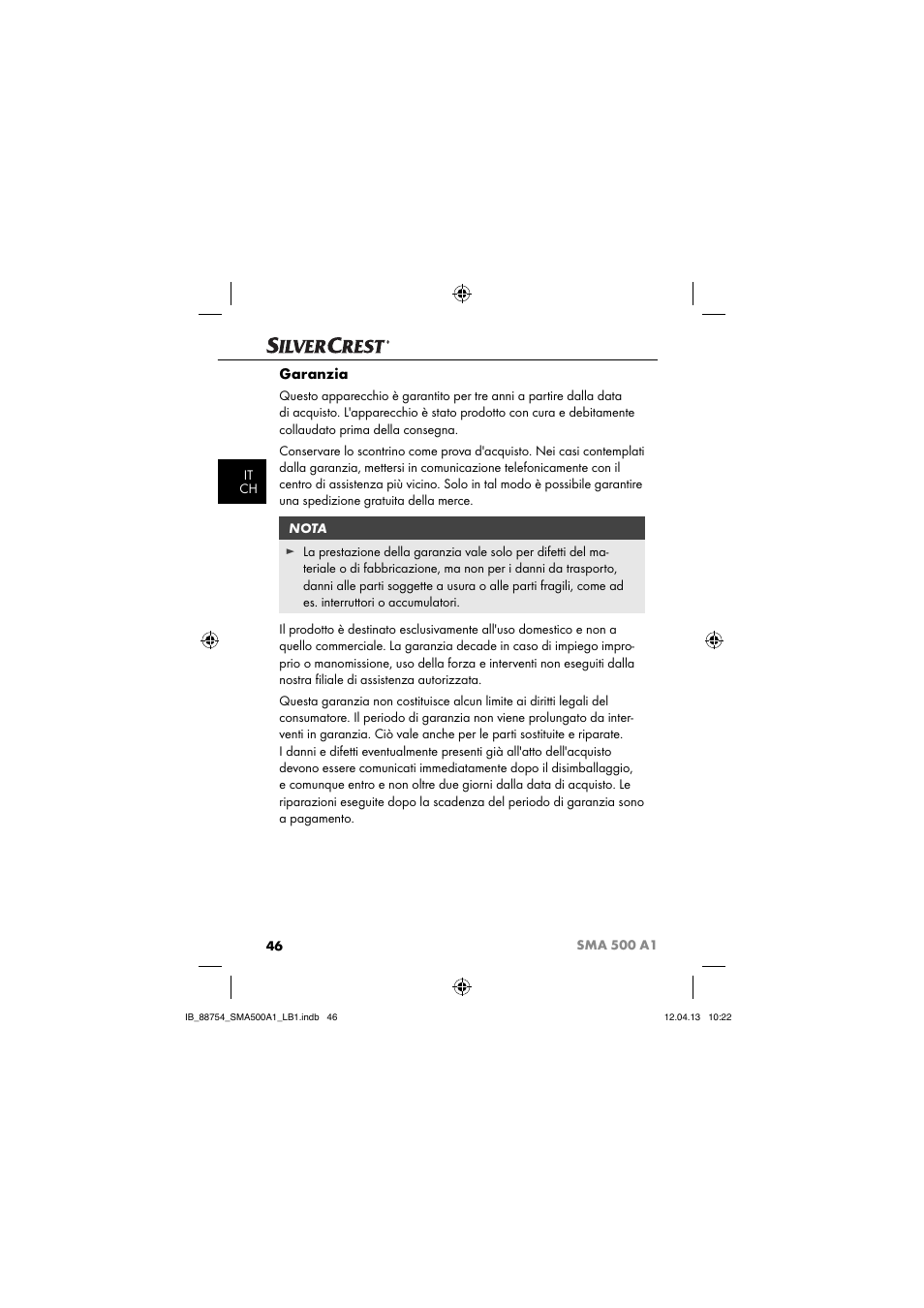 Garanzia | Silvercrest SMA 500 A1 User Manual | Page 49 / 83