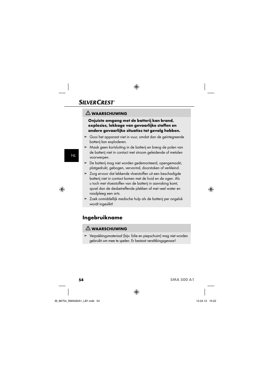 Ingebruikname | Silvercrest SMA 500 A1 User Manual | Page 57 / 83