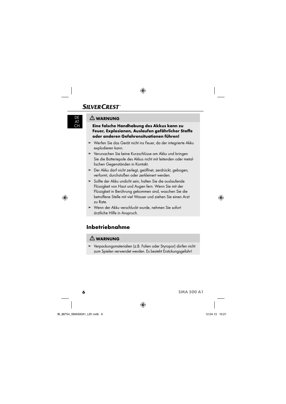 Inbetriebnahme | Silvercrest SMA 500 A1 User Manual | Page 9 / 83