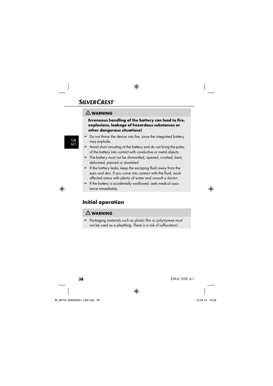 Initial operation | Silvercrest SMA 500 A1 User Manual | Page 41 / 67