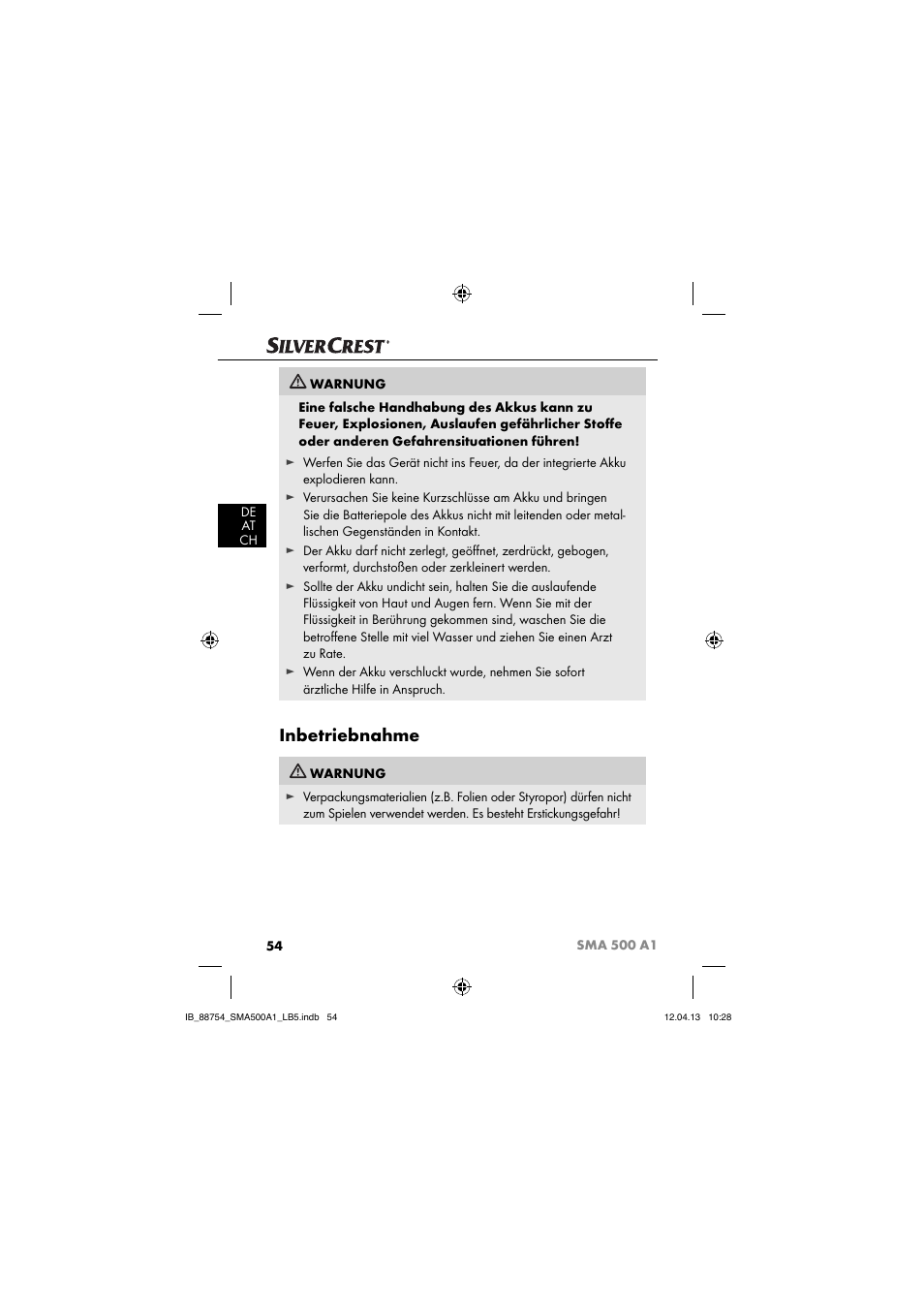 Inbetriebnahme | Silvercrest SMA 500 A1 User Manual | Page 57 / 67