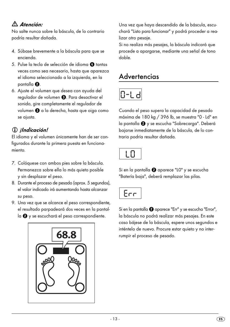 Advertencias, Atención, Indicación | Silvercrest SPWS 180 A1 User Manual | Page 15 / 42