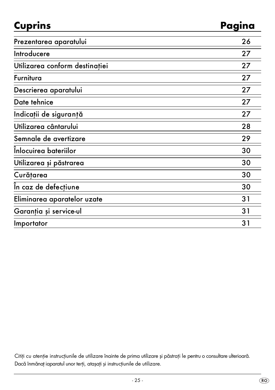 Cuprins pagina | Silvercrest SPWS 180 A1 User Manual | Page 27 / 50