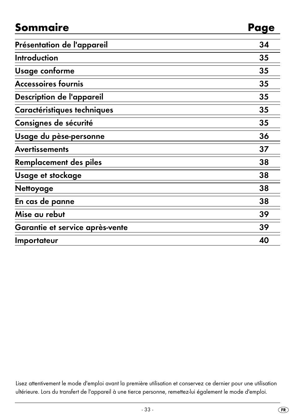 Sommaire page | Silvercrest SPWS 180 A1 User Manual | Page 35 / 50