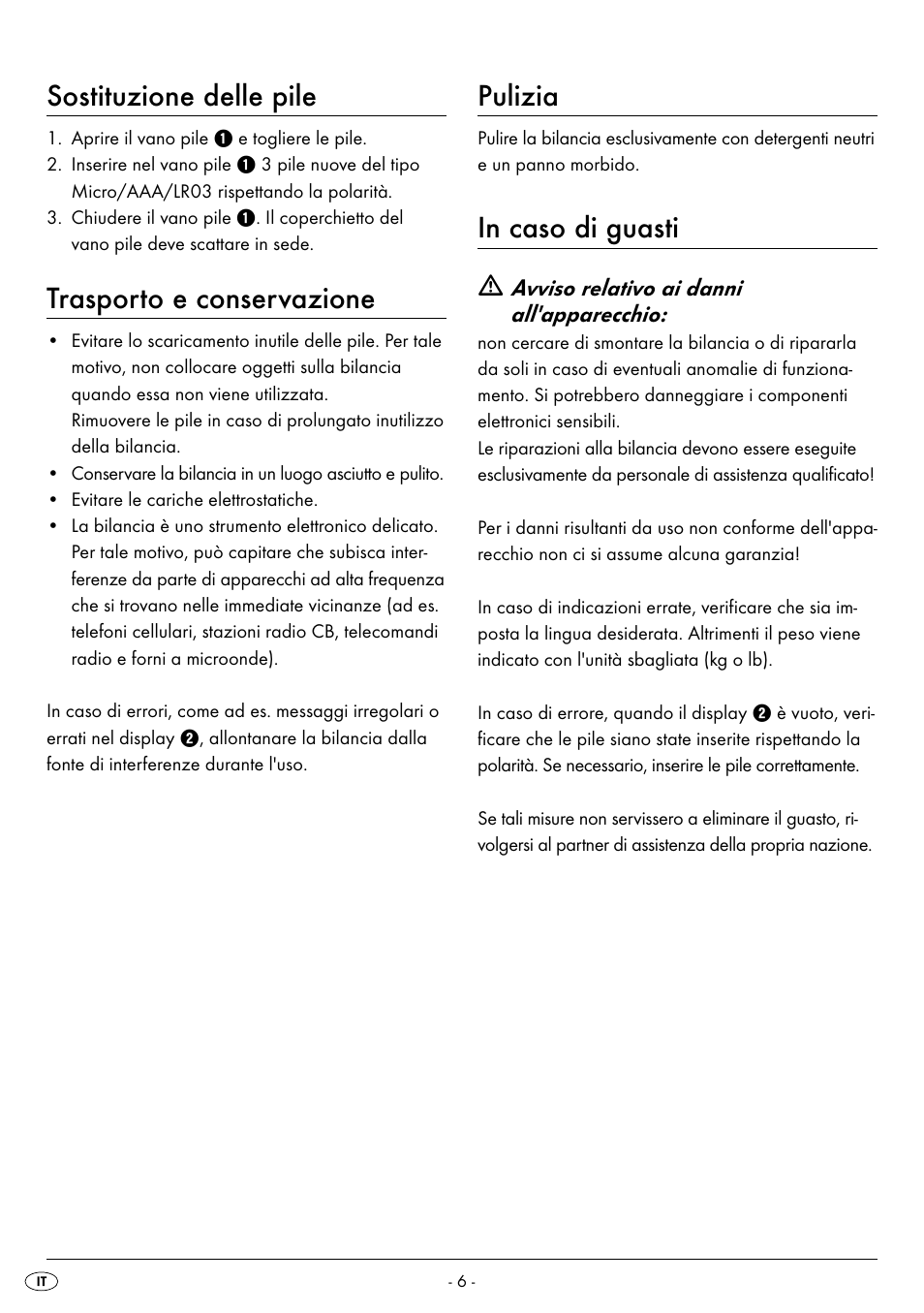 Sostituzione delle pile, Trasporto e conservazione, Pulizia | Silvercrest SPWS 180 A1 User Manual | Page 8 / 50