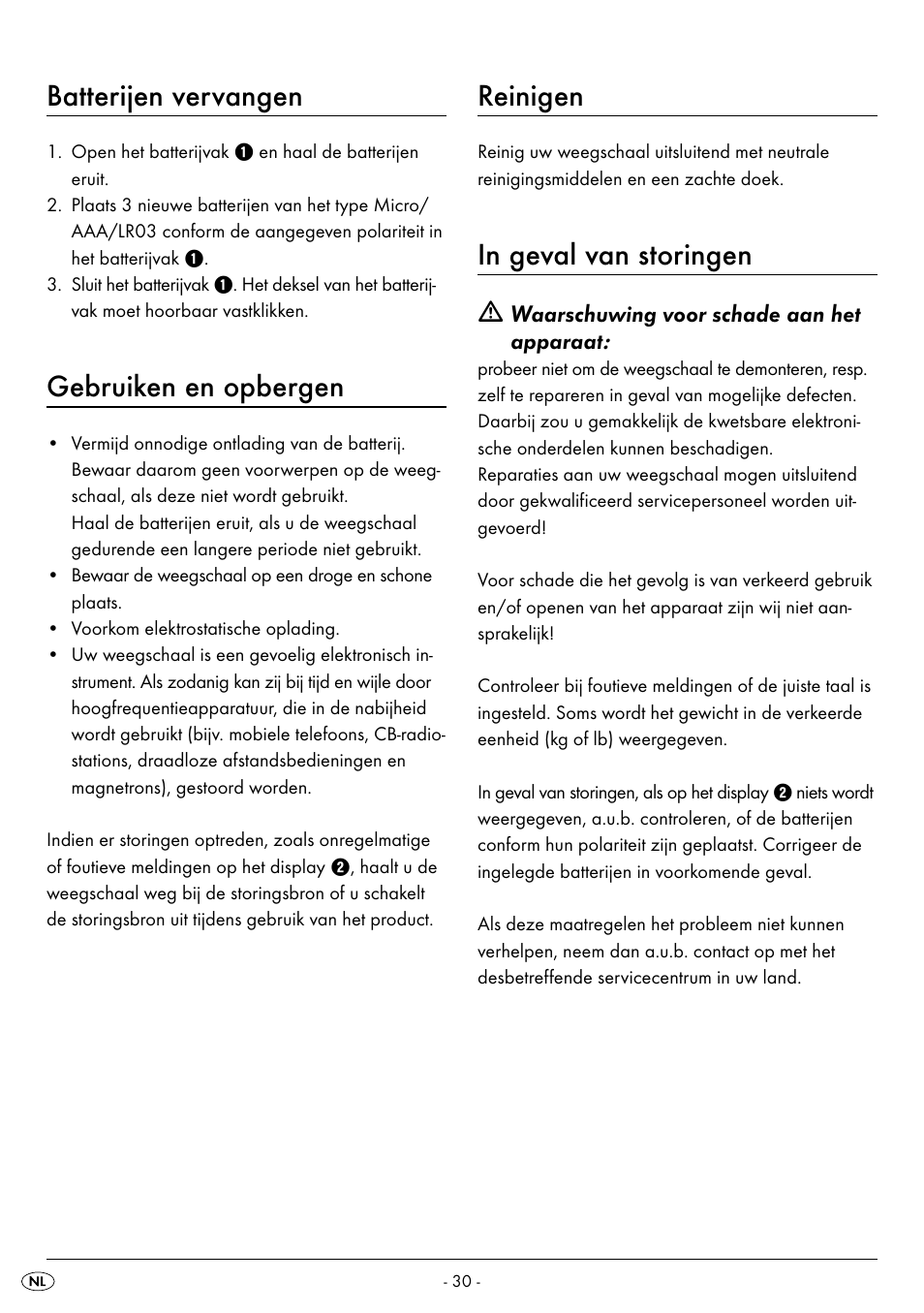 Batterijen vervangen, Gebruiken en opbergen, Reinigen | Silvercrest SPWS 180 A1 User Manual | Page 32 / 50