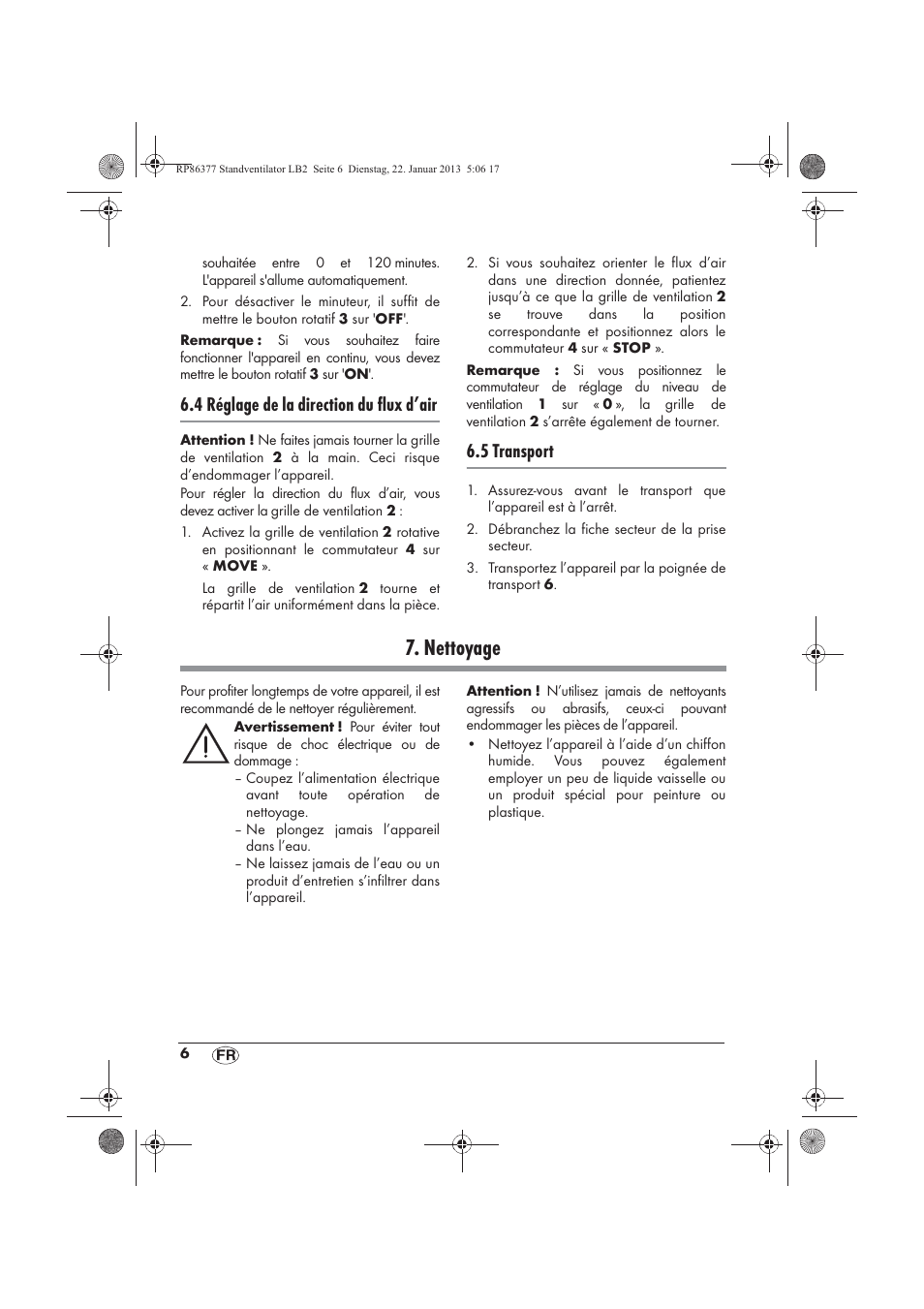 Nettoyage, 4 réglage de la direction du flux d’air, 5 transport | Silvercrest SVW 50 A1 User Manual | Page 8 / 34