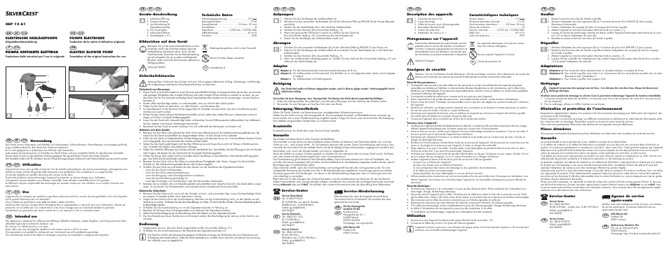 Silvercrest SGP 12 A1 User Manual | 2 pages