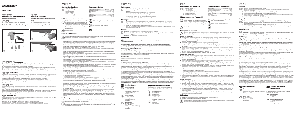 Silvercrest SGP 230 A1 User Manual | 2 pages