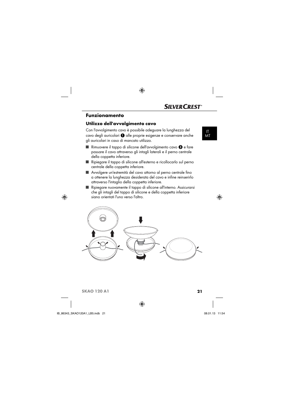 Funzionamento, Utilizzo dell'avvolgimento cavo | Silvercrest SKAO 120 A1 User Manual | Page 24 / 59