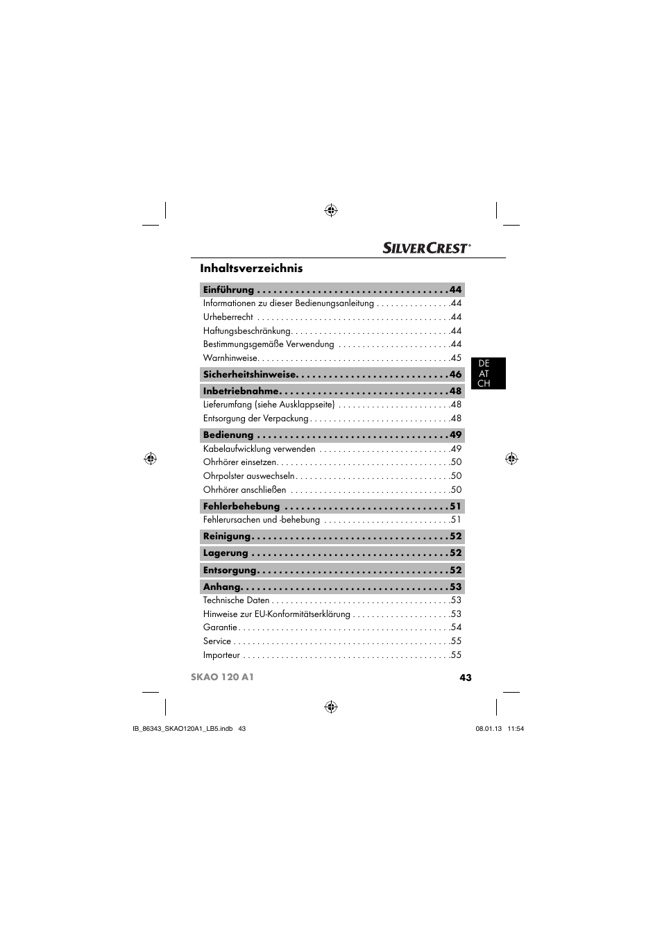 Silvercrest SKAO 120 A1 User Manual | Page 46 / 59