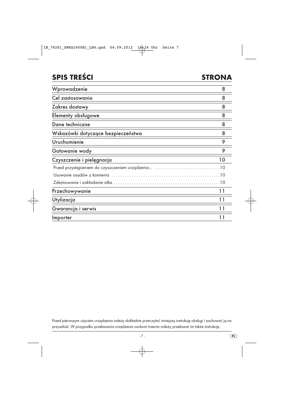 Silvercrest SWKS 2400 B1 User Manual | Page 10 / 40