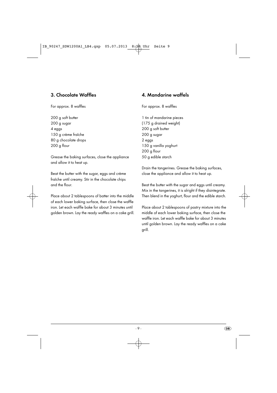 Chocolate waffles, Mandarine waffels | Silvercrest SDW 1200 B2 User Manual | Page 12 / 64