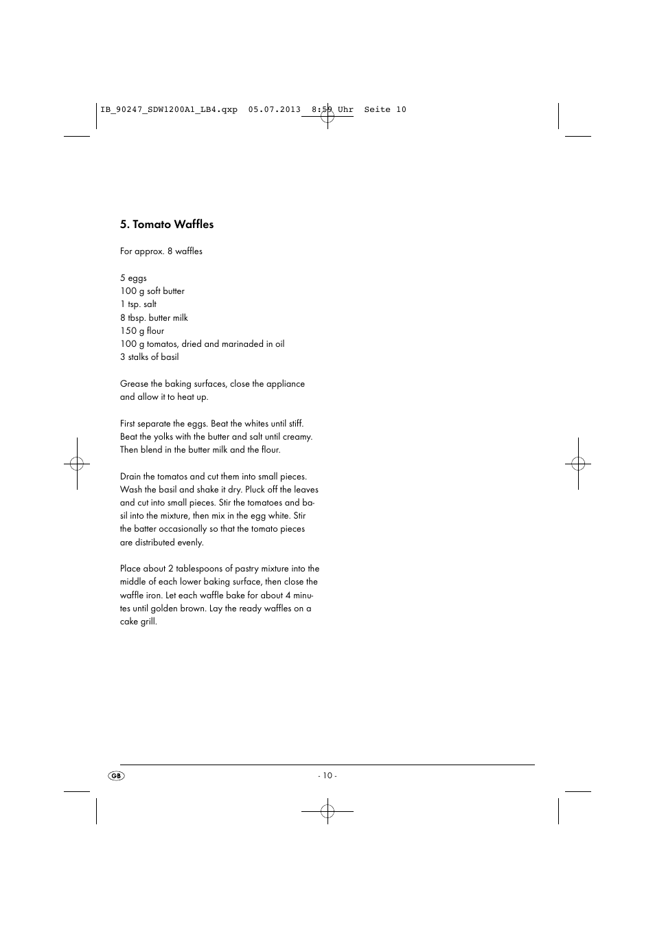 Tomato waffles | Silvercrest SDW 1200 B2 User Manual | Page 13 / 64