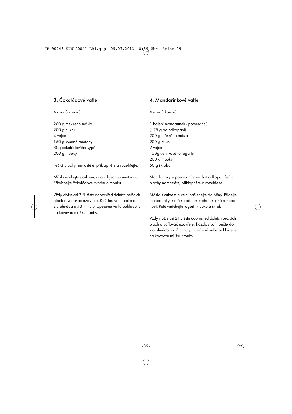 Čokoládové vafle, Mandarinkové vafle | Silvercrest SDW 1200 B2 User Manual | Page 42 / 64