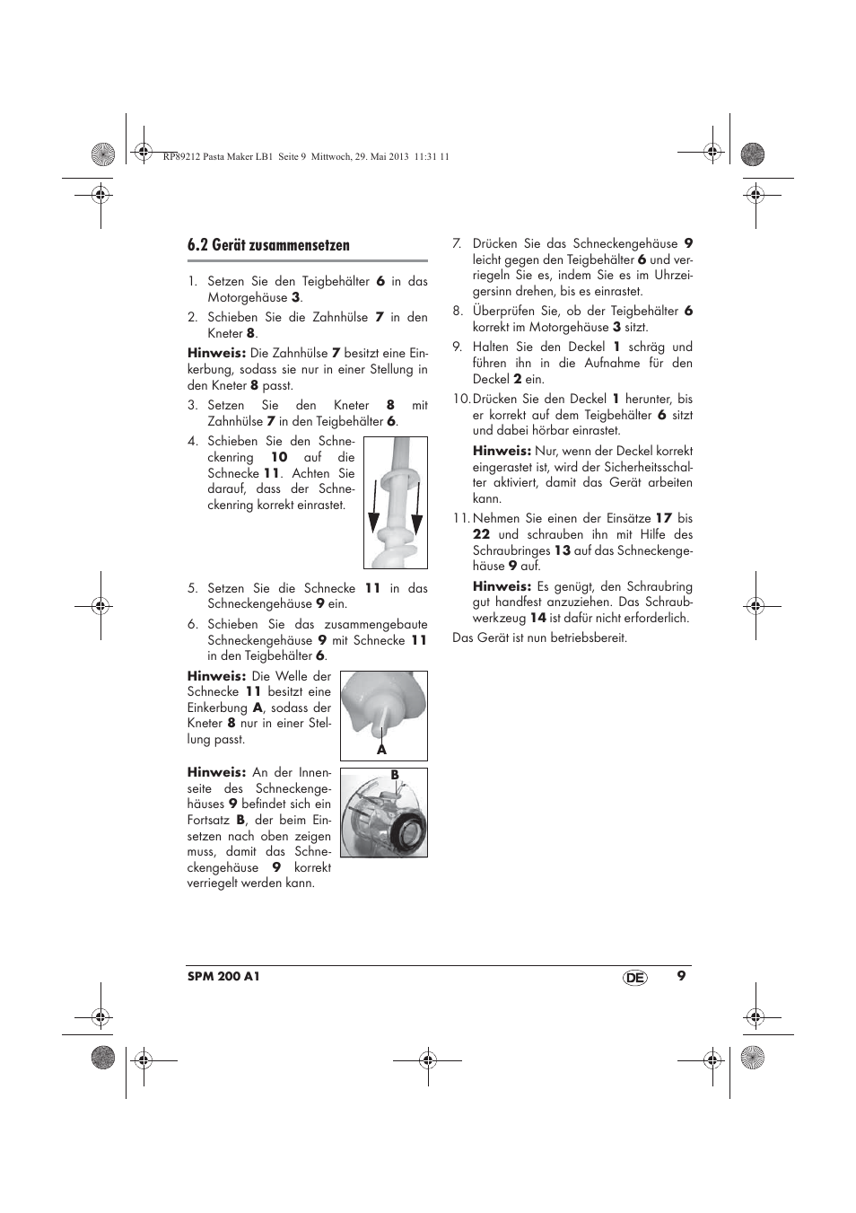 2 gerät zusammensetzen | Silvercrest SPM 200 A1 User Manual | Page 11 / 86