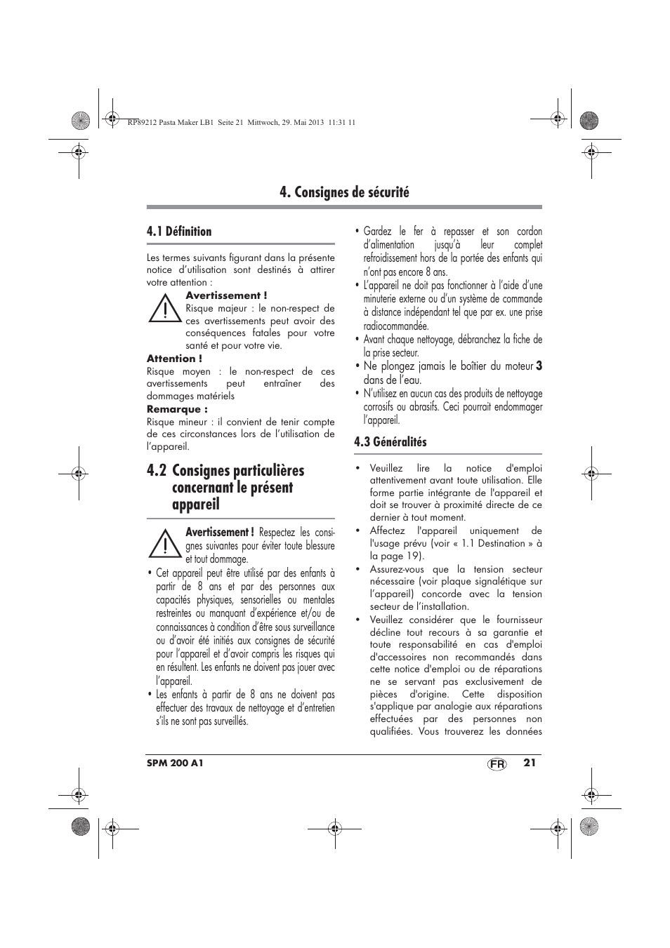 Consignes de sécurité | Silvercrest SPM 200 A1 User Manual | Page 23 / 86