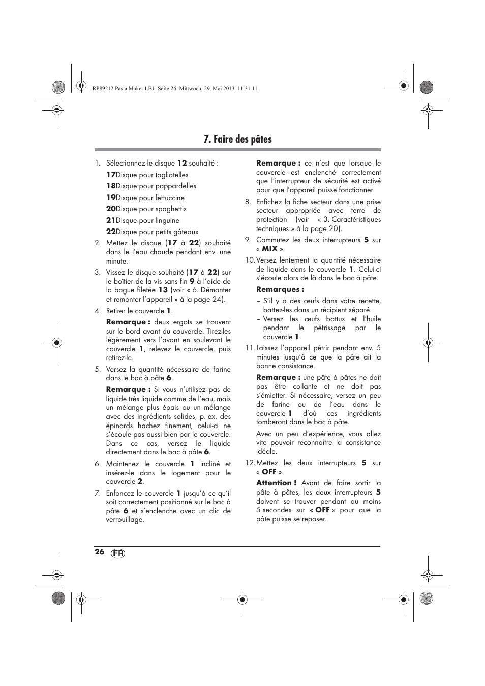 Faire des pâtes | Silvercrest SPM 200 A1 User Manual | Page 28 / 86
