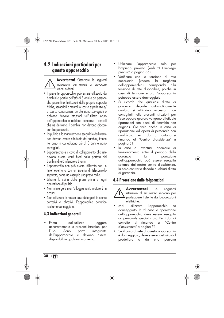 2 indicazioni particolari per questo apparecchio | Silvercrest SPM 200 A1 User Manual | Page 40 / 86