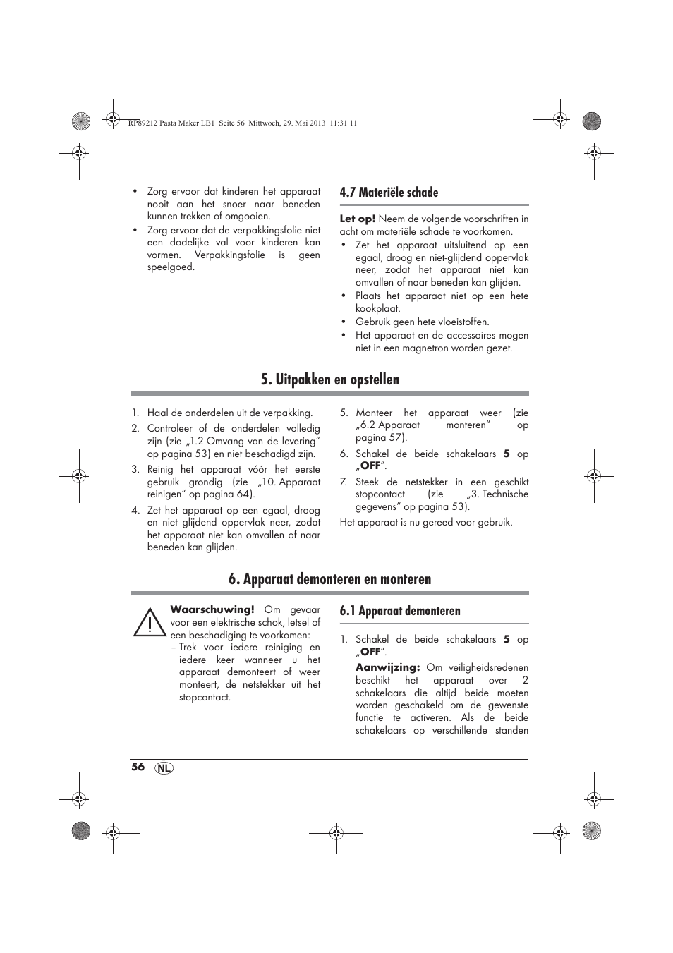 Uitpakken en opstellen, Apparaat demonteren en monteren, 7 materiële schade | 1 apparaat demonteren | Silvercrest SPM 200 A1 User Manual | Page 58 / 86