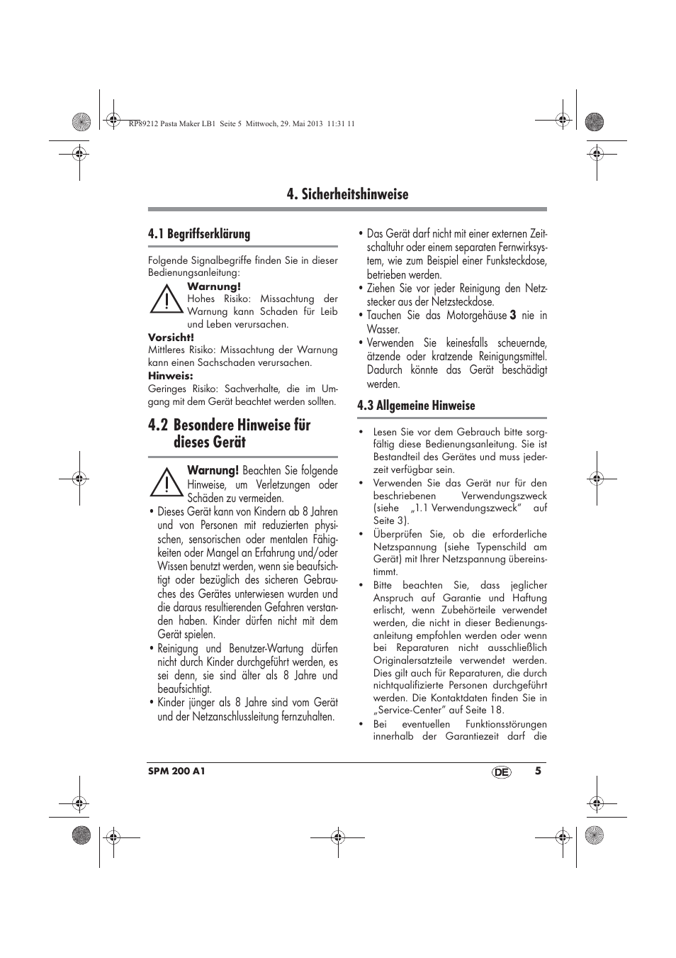 2 besondere hinweise für dieses gerät, Sicherheitshinweise | Silvercrest SPM 200 A1 User Manual | Page 7 / 86