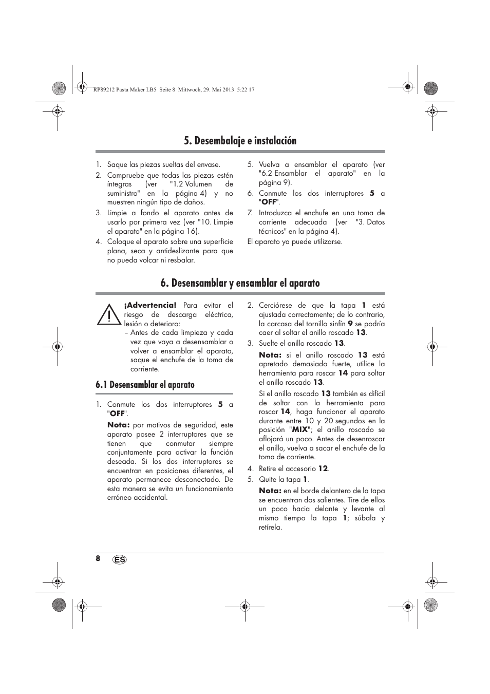 Desembalaje e instalación, Desensamblar y ensamblar el aparato, 1 desensamblar el aparato | Silvercrest SPM 200 A1 User Manual | Page 10 / 86