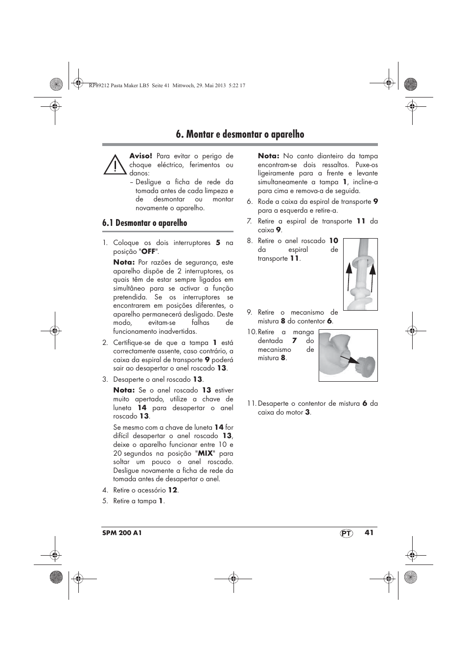 Montar e desmontar o aparelho, 1 desmontar o aparelho | Silvercrest SPM 200 A1 User Manual | Page 43 / 86