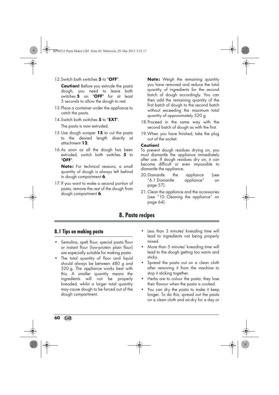Pasta recipes, 1 tips on making pasta | Silvercrest SPM 200 A1 User Manual | Page 62 / 86