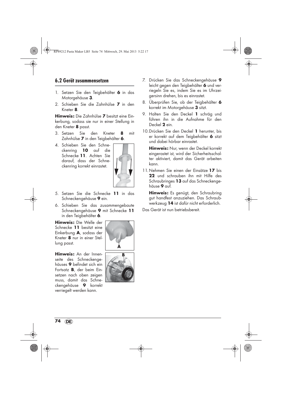 2 gerät zusammensetzen | Silvercrest SPM 200 A1 User Manual | Page 76 / 86