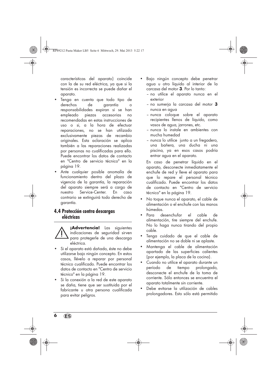 4 protección contra descargas eléctricas | Silvercrest SPM 200 A1 User Manual | Page 8 / 86