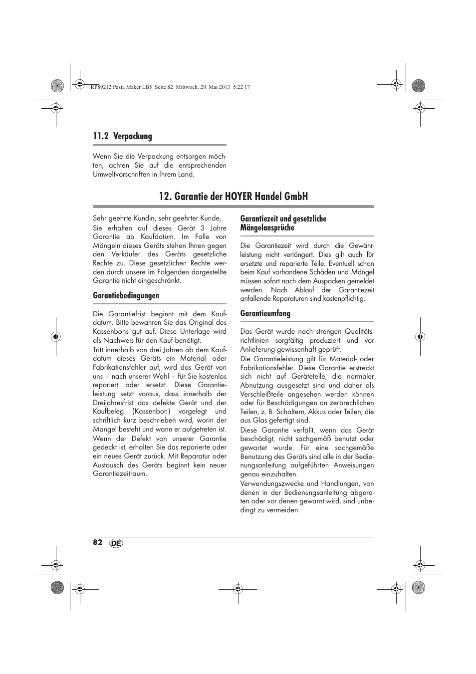 Garantie der hoyer handel gmbh | Silvercrest SPM 200 A1 User Manual | Page 84 / 86