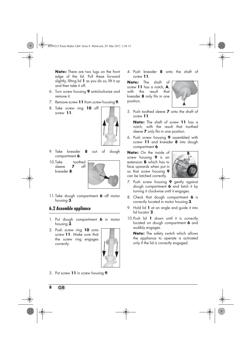 2 assemble appliance | Silvercrest SPM 200 A1 User Manual | Page 10 / 114
