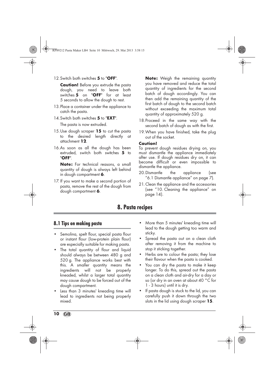 Pasta recipes, 1 tips on making pasta | Silvercrest SPM 200 A1 User Manual | Page 12 / 114