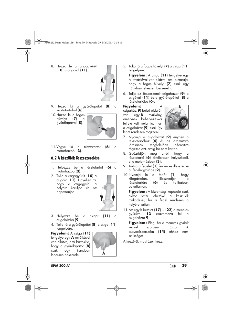 2 a készülék összeszerelése | Silvercrest SPM 200 A1 User Manual | Page 41 / 114