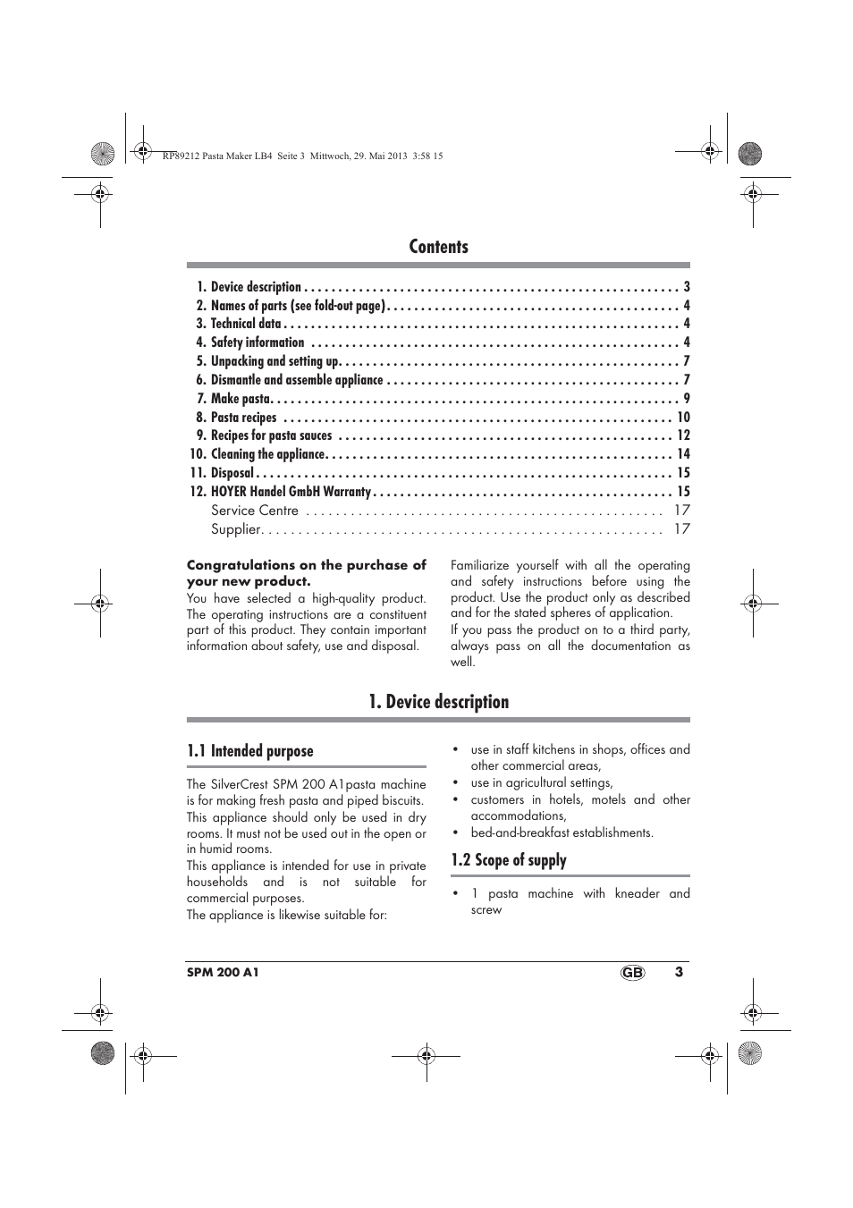 Silvercrest SPM 200 A1 User Manual | Page 5 / 114