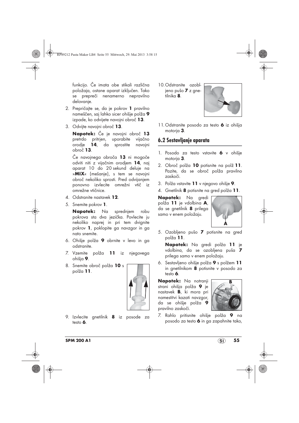 2 sestavljanje aparata | Silvercrest SPM 200 A1 User Manual | Page 57 / 114