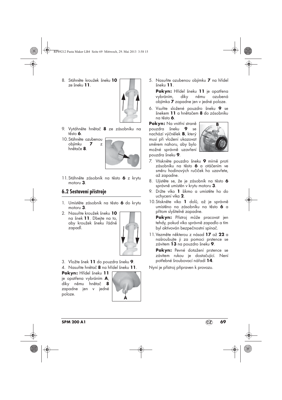 2 sestavení přístroje | Silvercrest SPM 200 A1 User Manual | Page 71 / 114